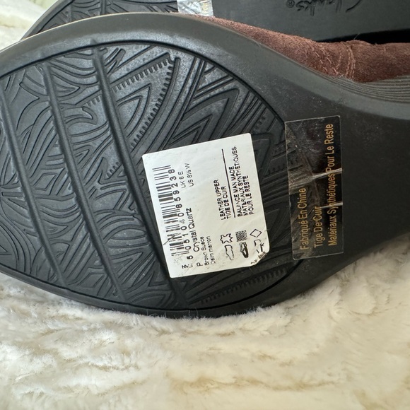 Clarks Crystal Quartz Brown Leather Wedge Chelsea Boots - Picture 3 of 6